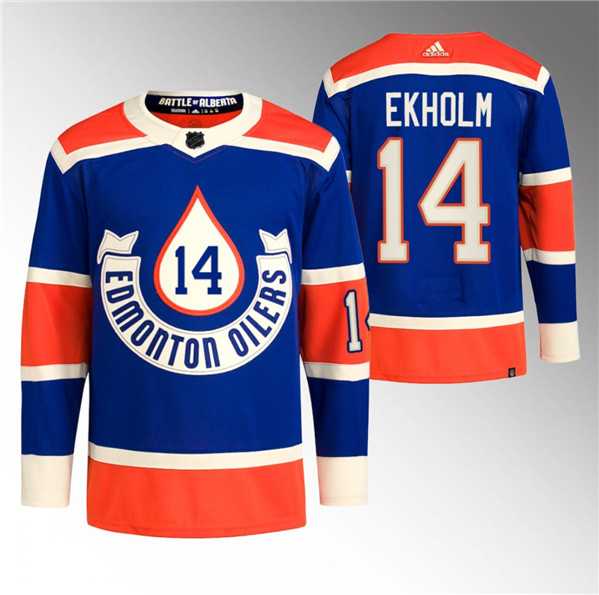 Men's Edmonton Oilers #14 Mattias Ekholm 2023 Royal Heritage Classic Primegreen Stitched Jersey Dzhi